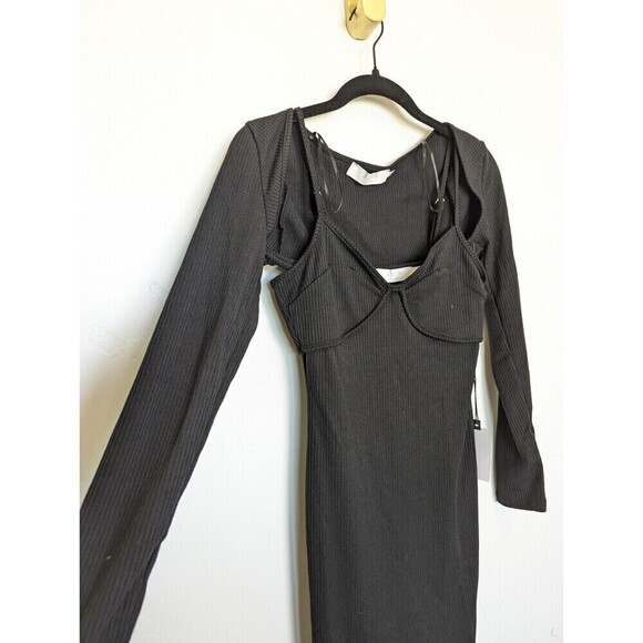 Astr The Label Dress Womens Small Black Bodycon Sleeeveless Shrug Club Y2K 90s - Picture 4 of 15